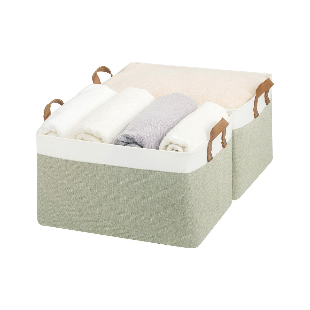 Two-Tone Closet Storage Bins with Handles, Set of 2