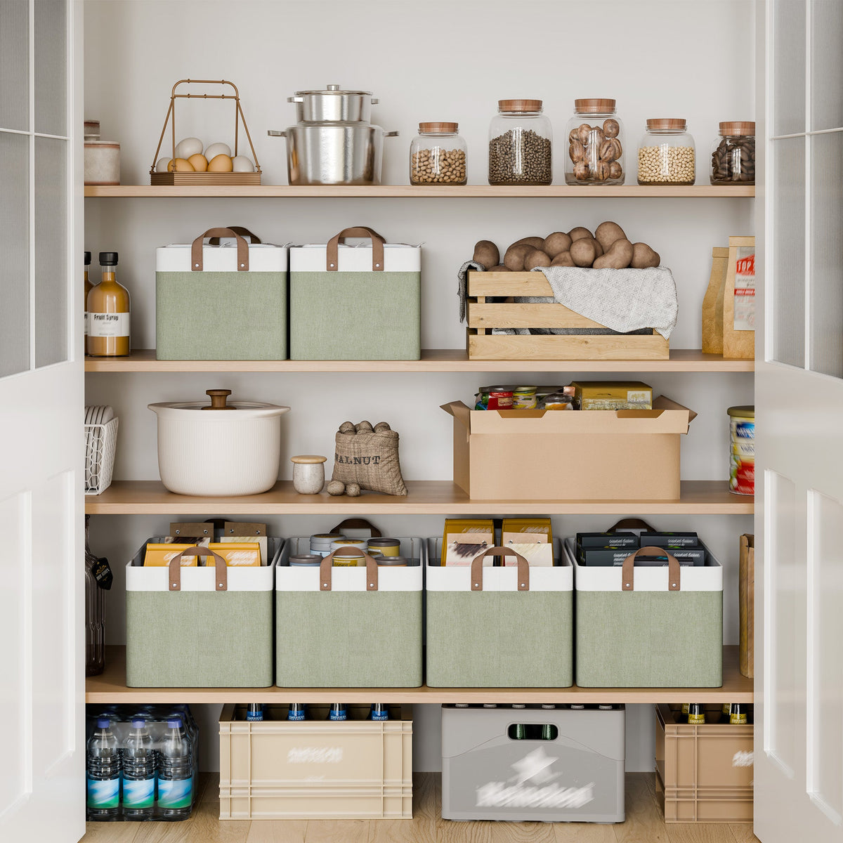 Two-Tone Closet Storage Bins with Handles, Set of 2