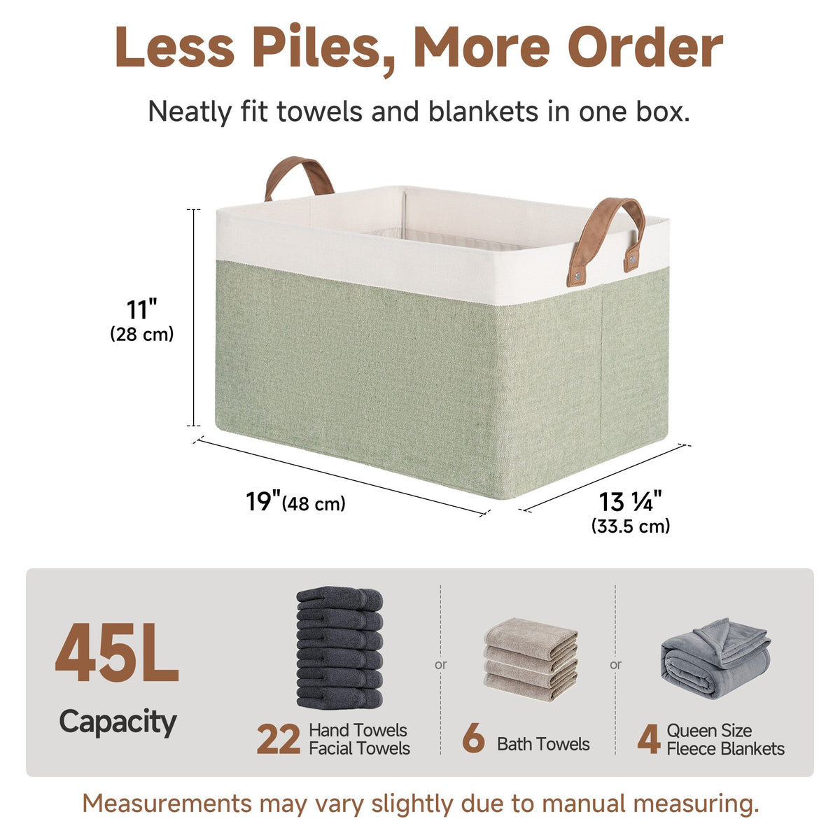 Two-Tone Closet Storage Bins with Handles, Set of 2