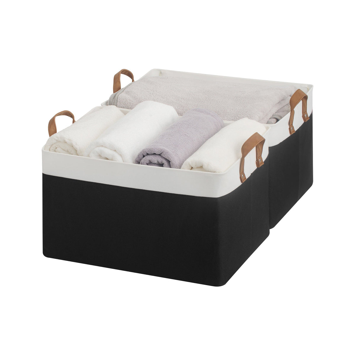 Two-Tone Closet Storage Bins with Handles, Set of 2