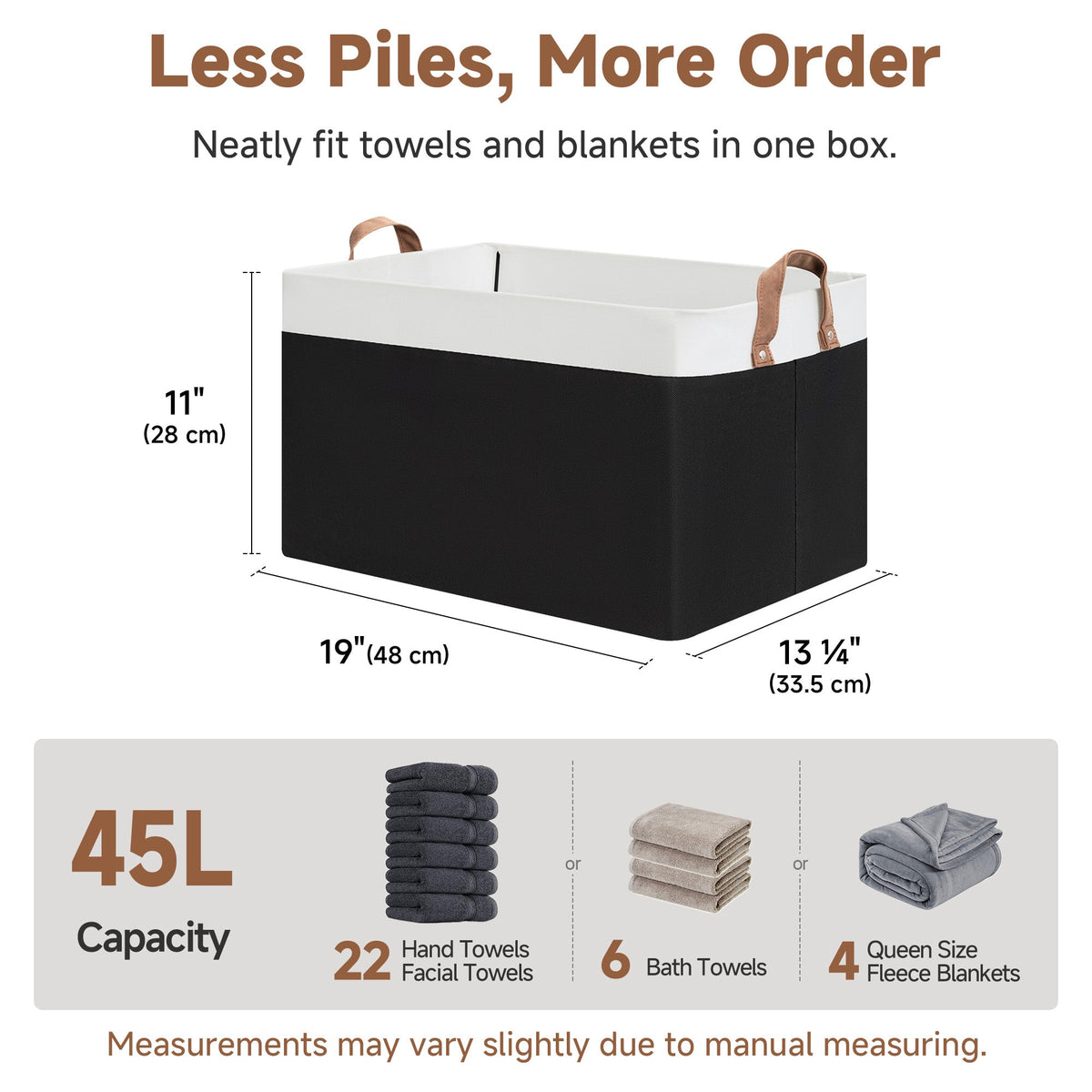 Two-Tone Closet Storage Bins with Handles, Set of 2