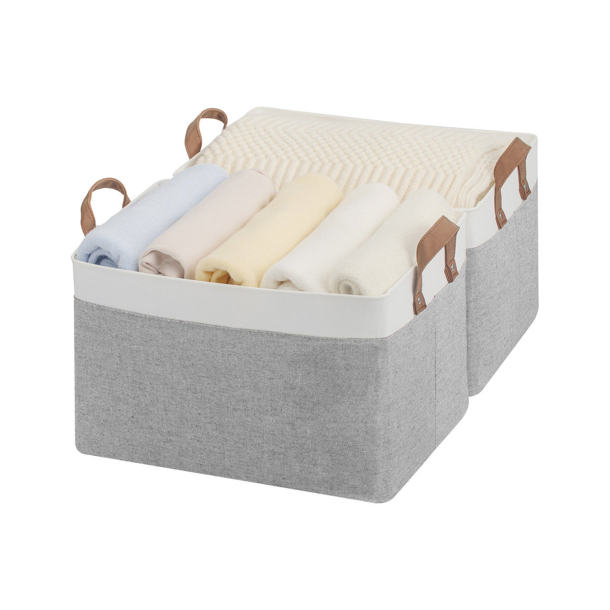 Two-Tone Closet Storage Bins with Handles, Set of 2