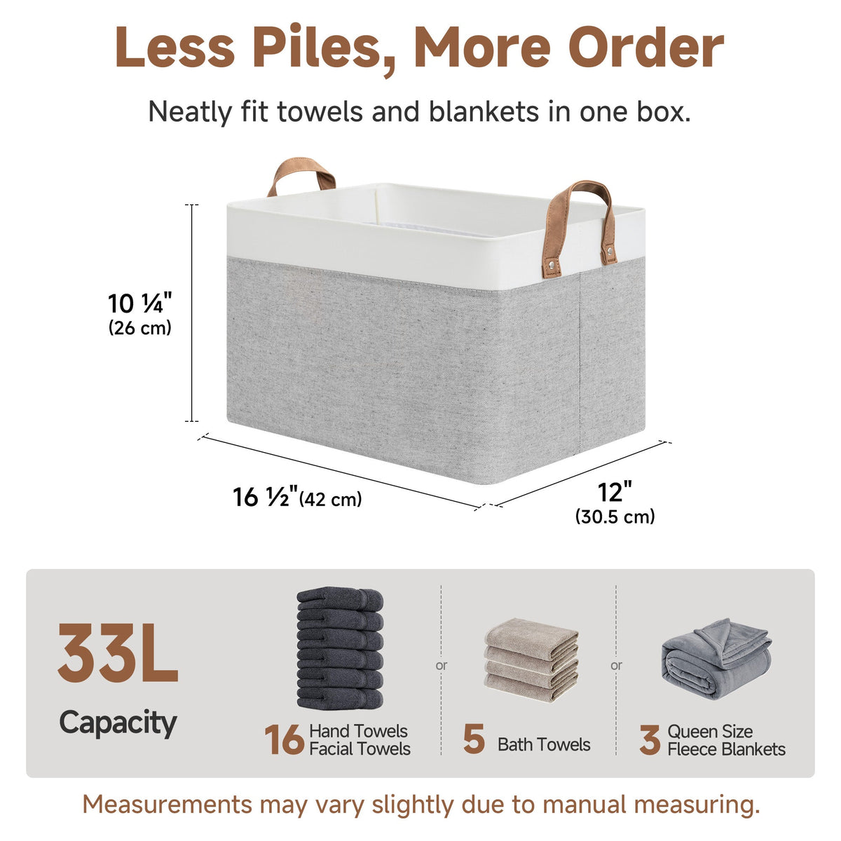 Two-Tone Closet Storage Bins with Handles, Set of 2