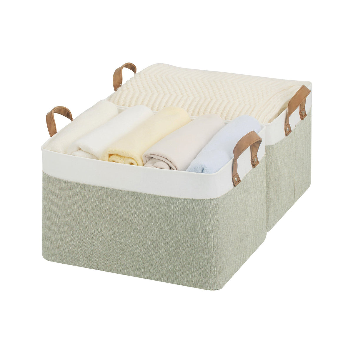 Two-Tone Closet Storage Bins with Handles, Set of 2