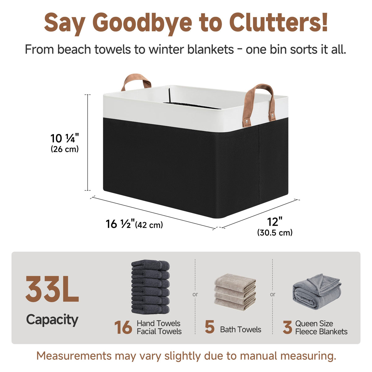 Two-Tone Closet Storage Bins with Handles, Set of 2