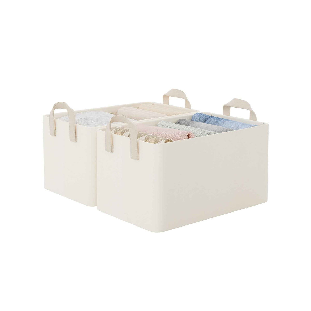 Soft-Touch Fabric Storage Bins with Handles, Set of 2