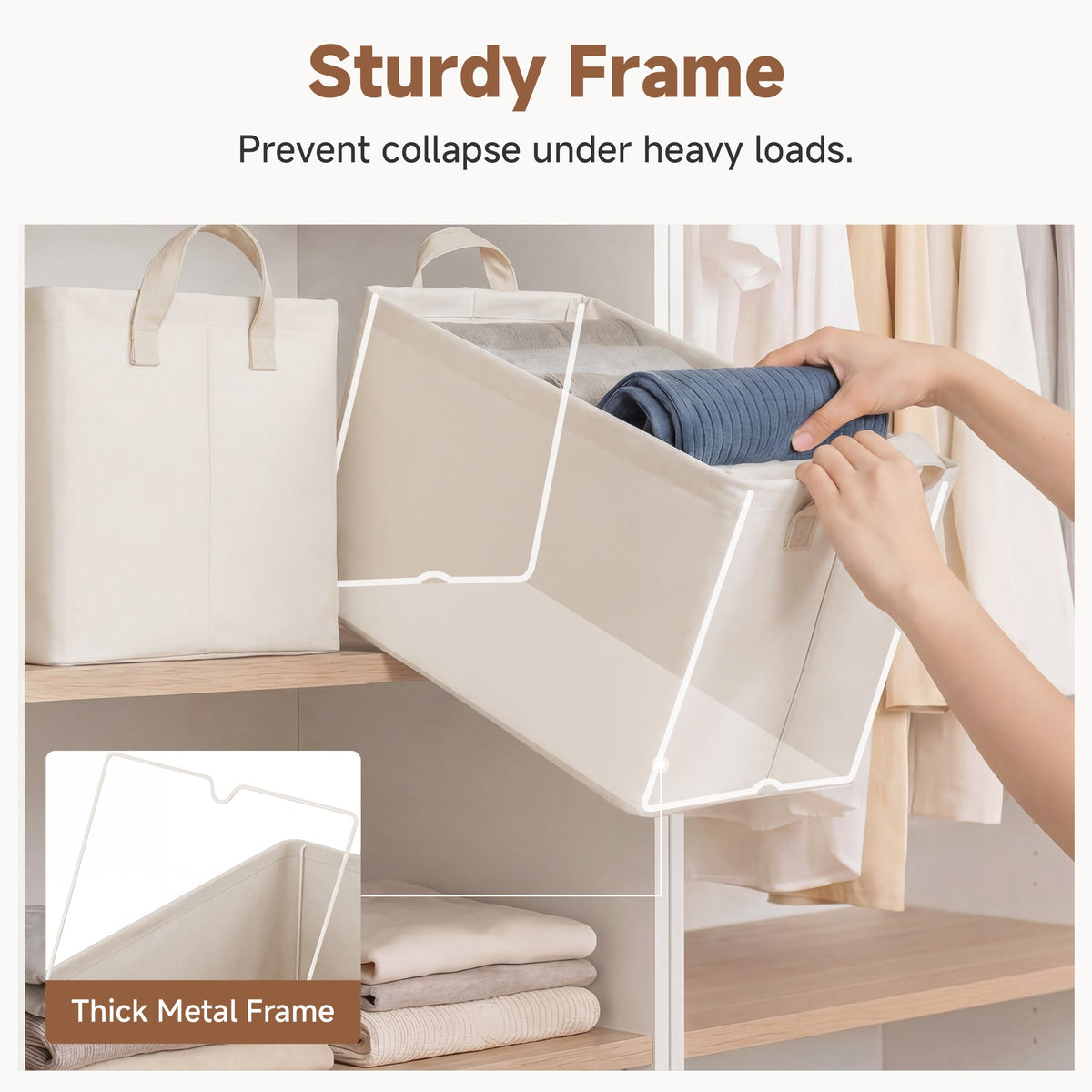 Soft-Touch Fabric Storage Bins with Handles, Set of 2