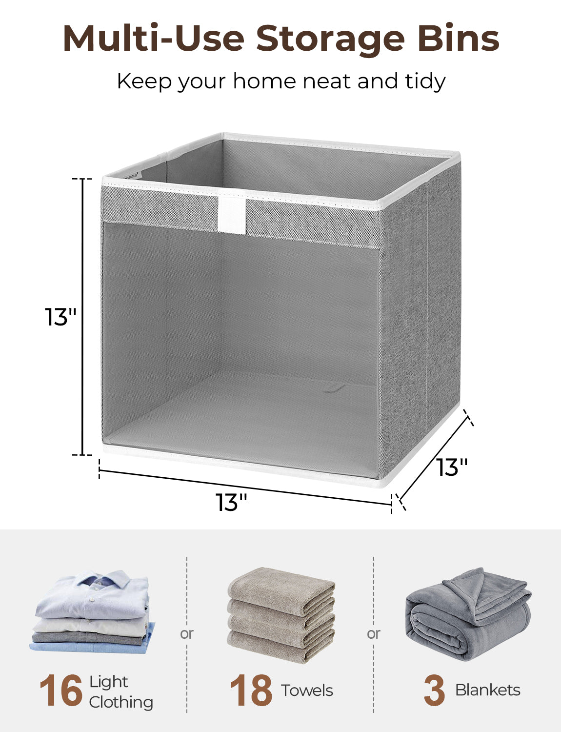 Fabric Cube Storage Bins with Clear Window, 3-Pack
