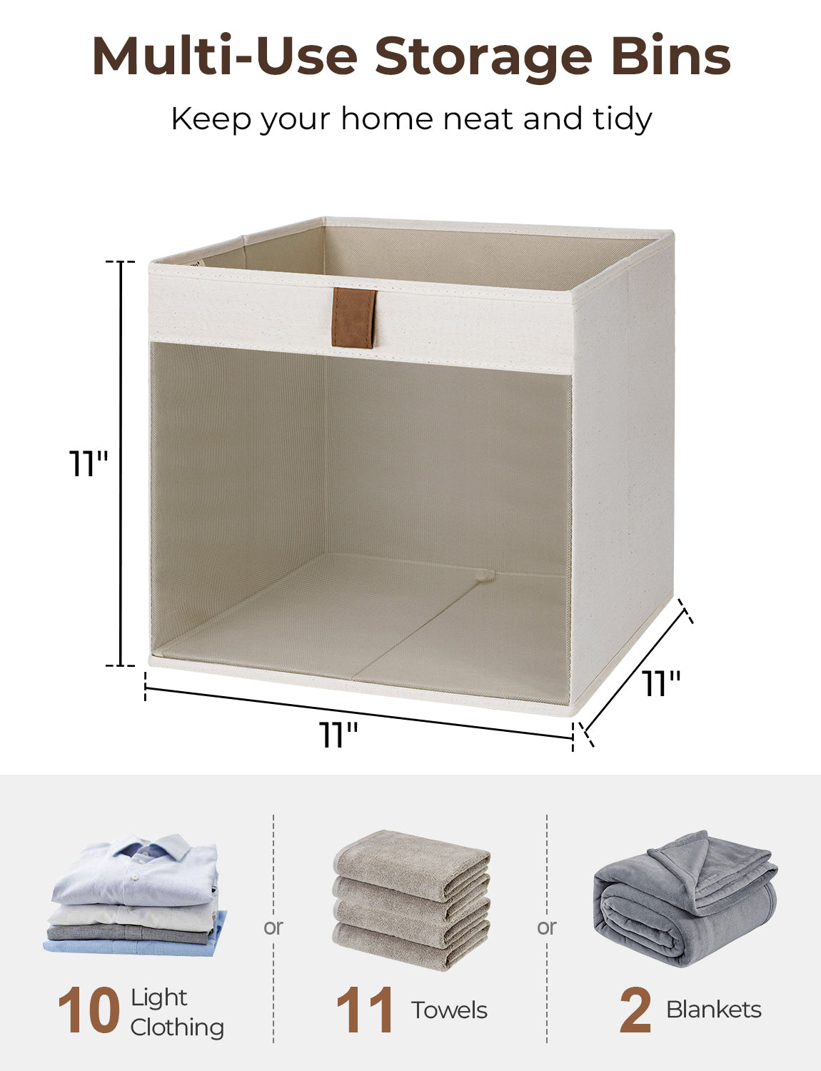 Fabric Cube Storage Bins with Clear Window, 3-Pack