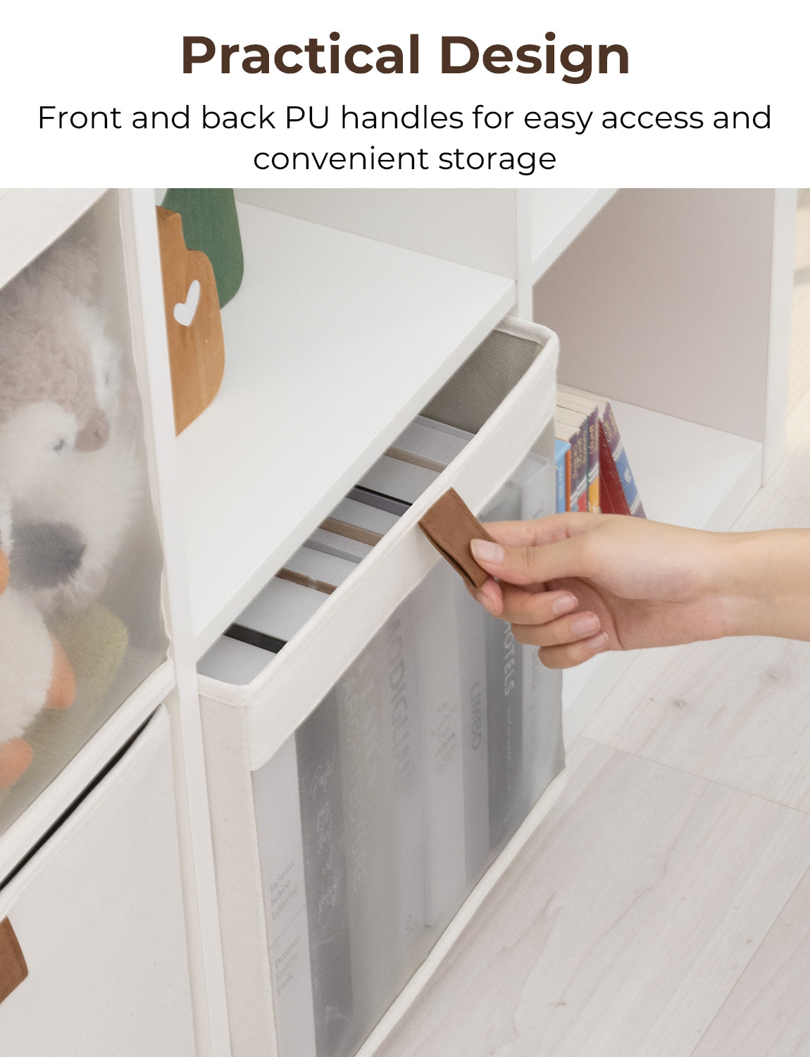 Fabric Cube Storage Bins with Clear Window, 3-Pack