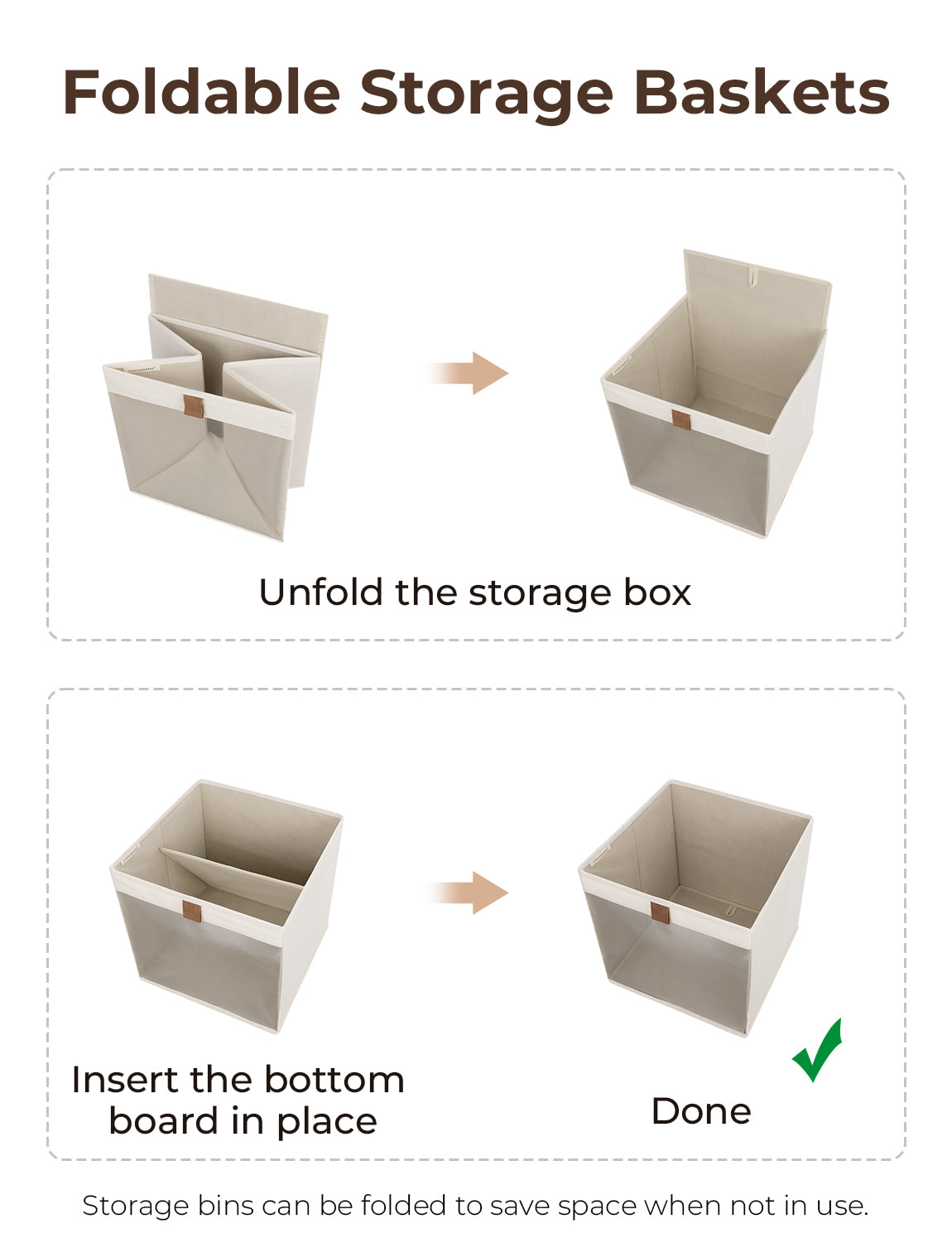 Fabric Cube Storage Bins with Clear Window, 3-Pack