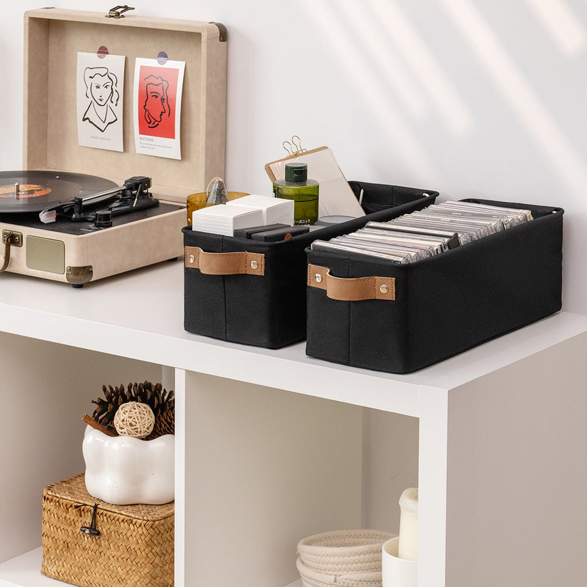 Narrow Storage Bins, Medium, Set of 2