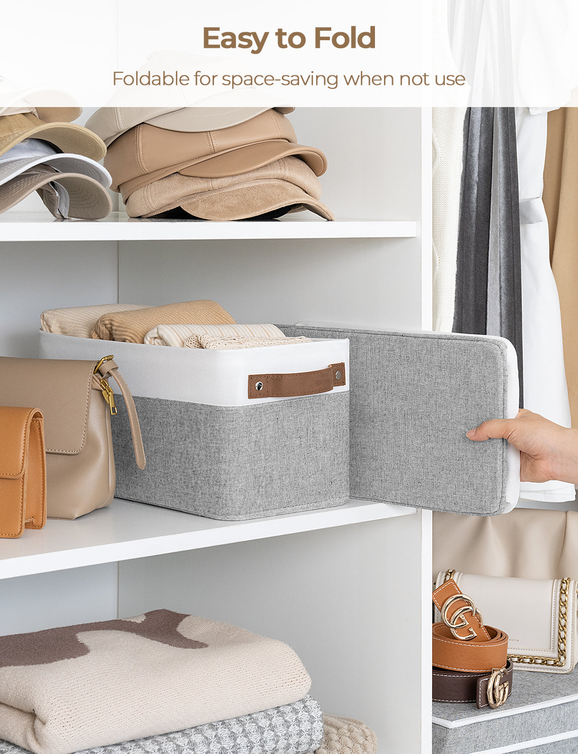 Narrow Storage Bins for Shelves, Large, Set of 2