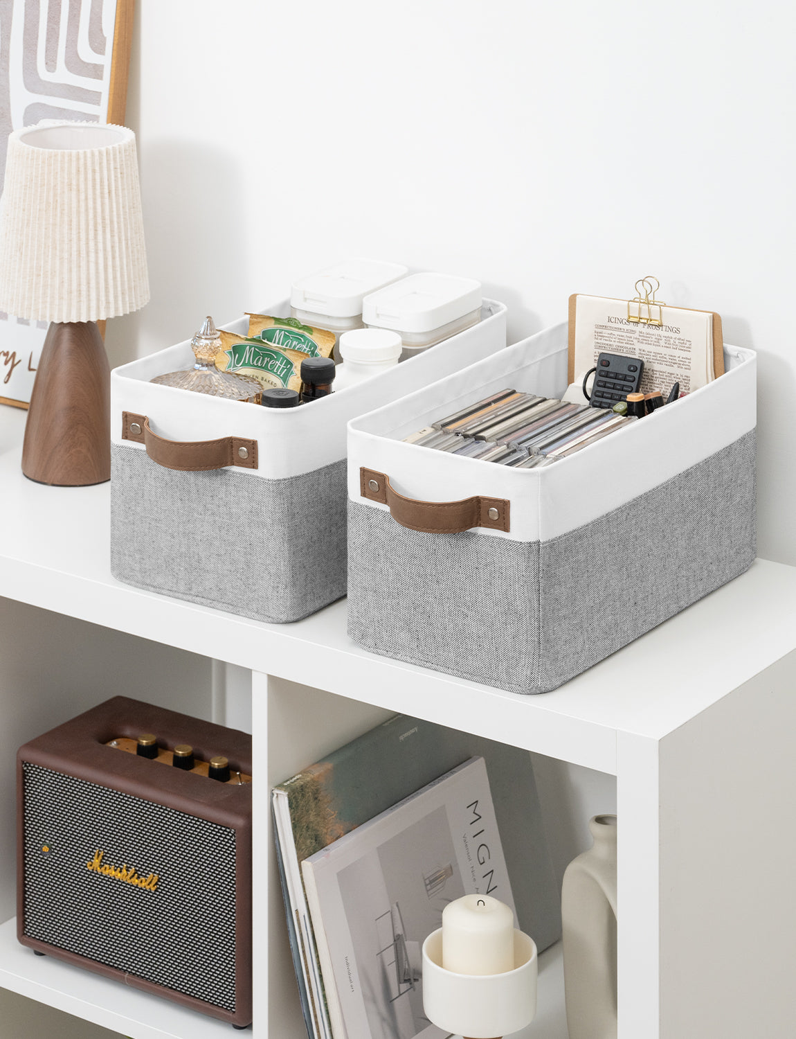 Narrow Storage Bins for Shelves, Large, Set of 2