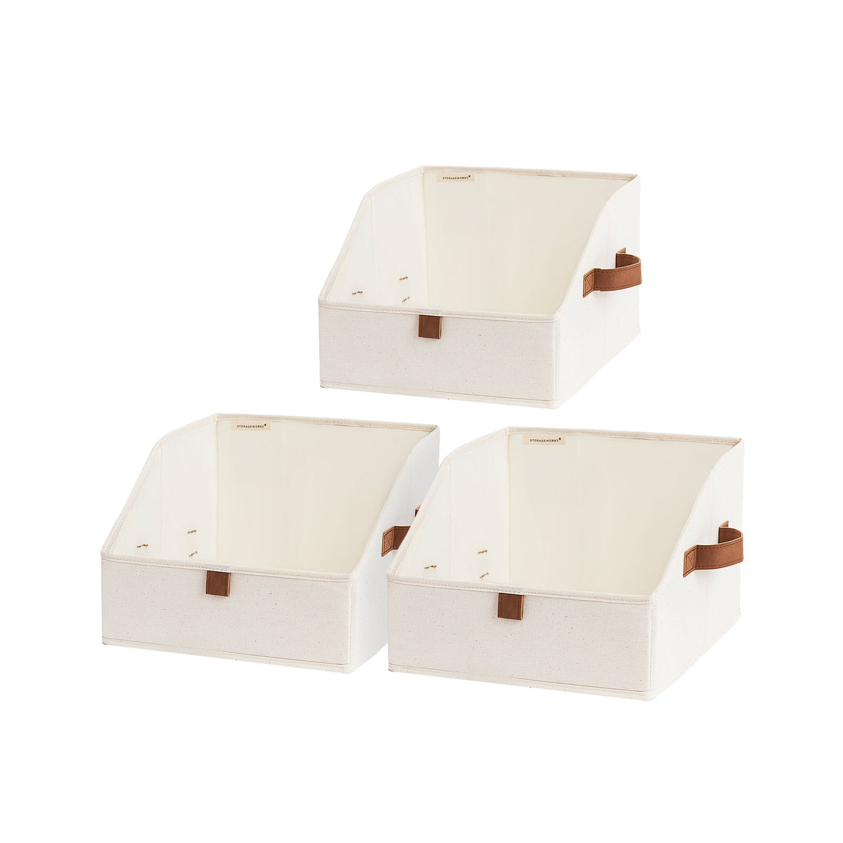 Trapezoid Fabric Storage Bins, Set of 3