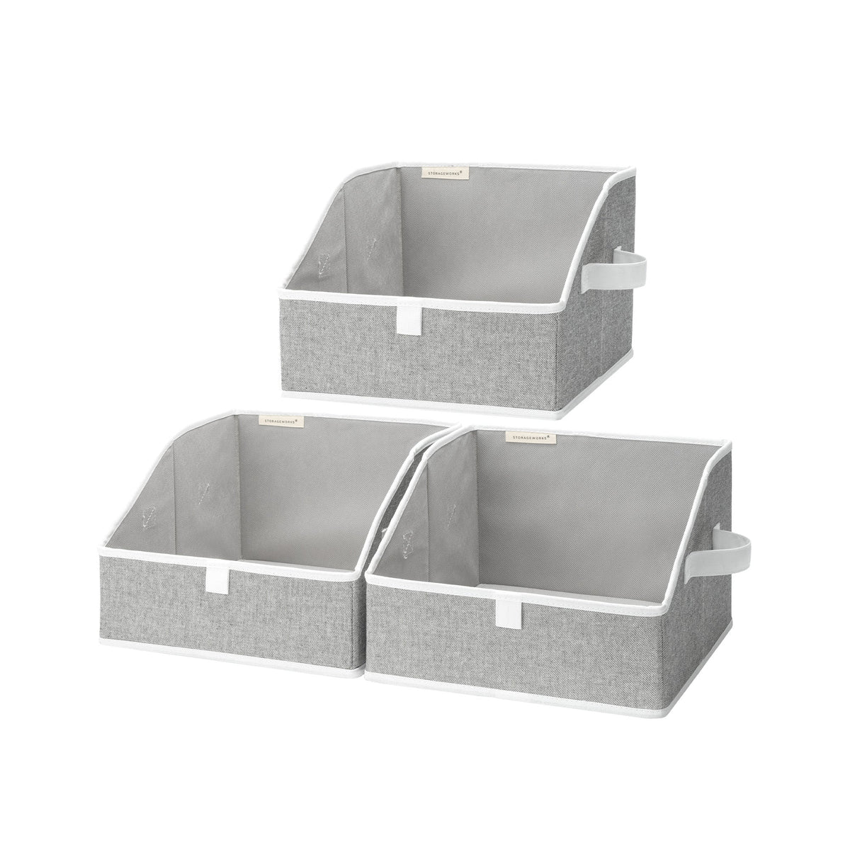 Trapezoid Fabric Storage Bins, Set of 3