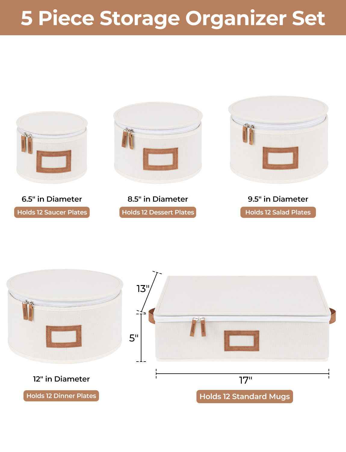 Hard Shell China Storage Containers for Dishes, Plates and Mugs