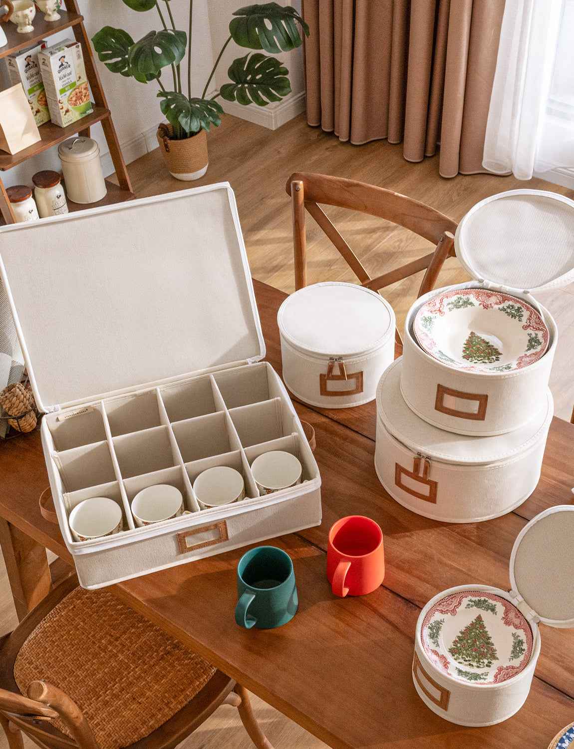 Hard Shell China Storage Containers for Dishes, Plates and Mugs
