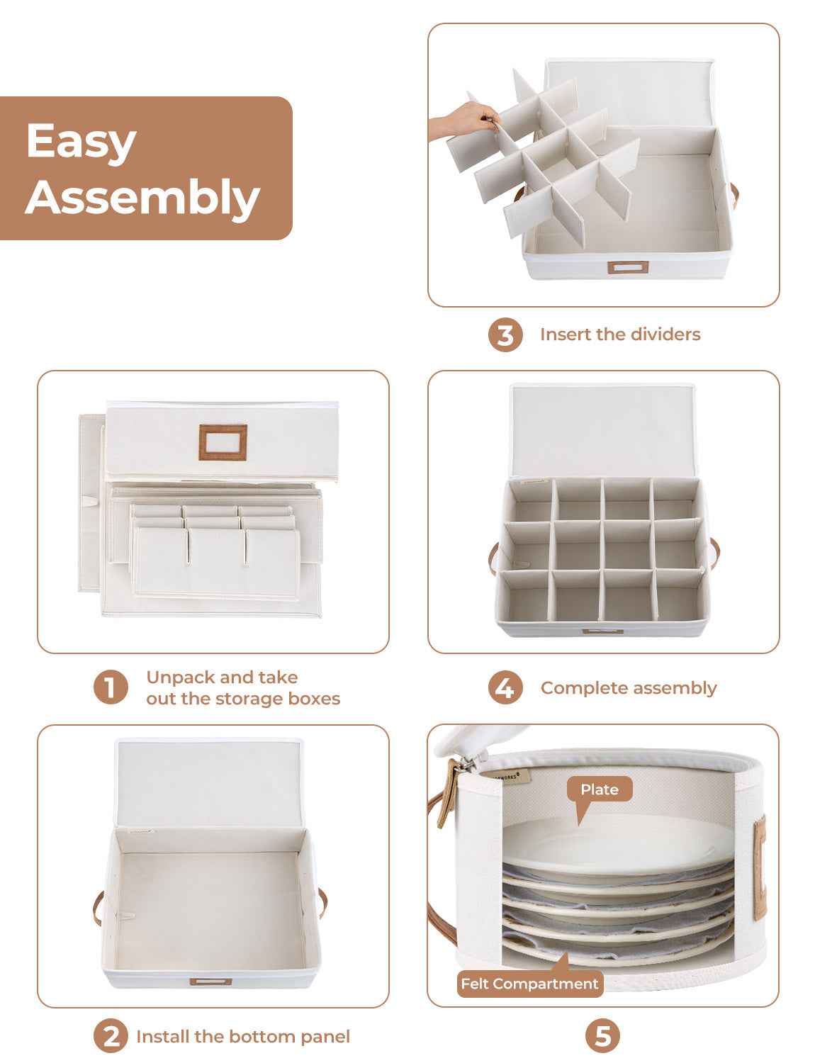 Hard Shell China Storage Containers for Dishes, Plates and Mugs