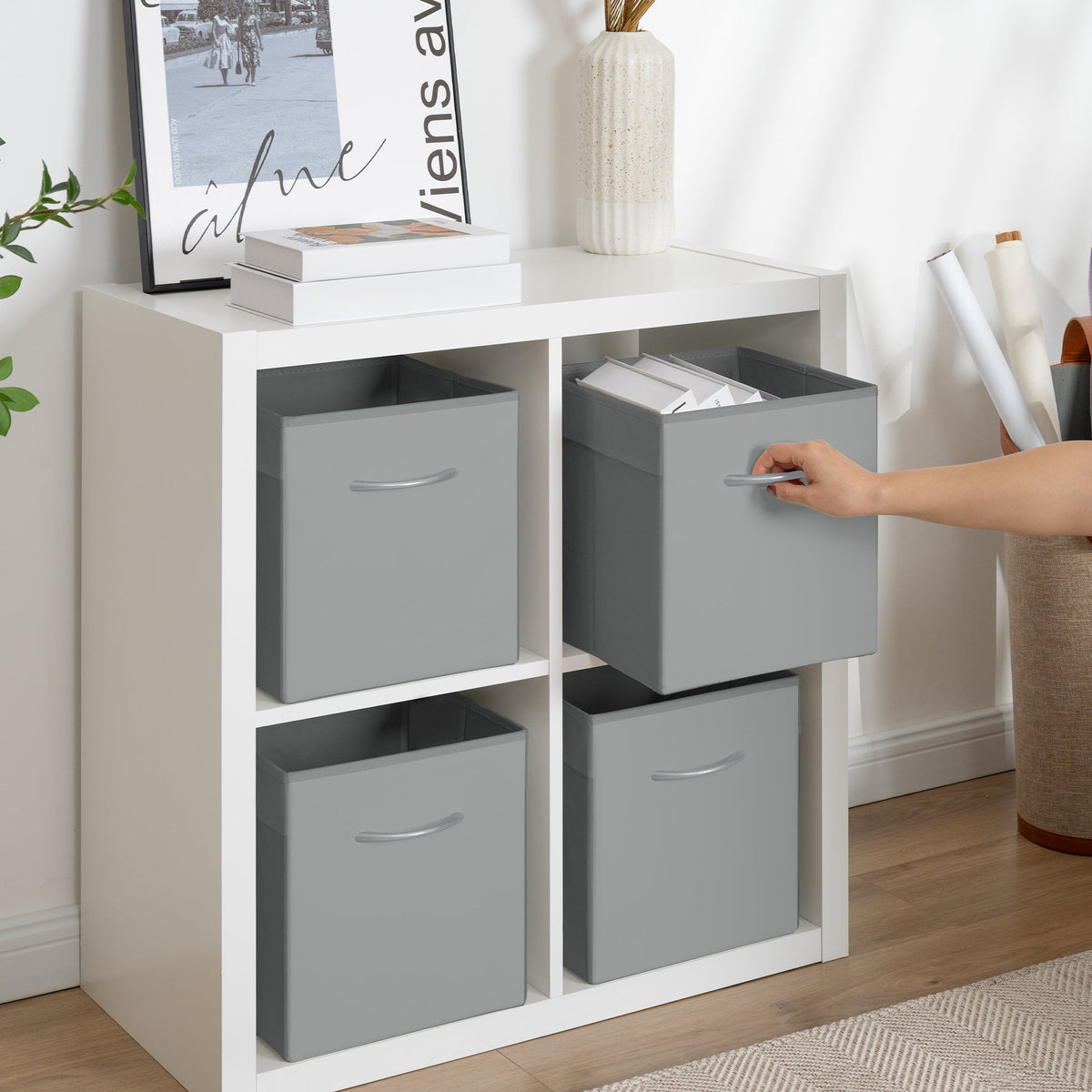 Storage Cube Bins with Handle, Set of 4