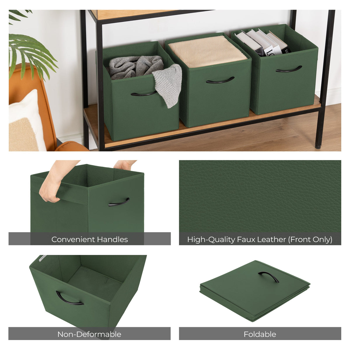 Storage Cube Bins with Handle, Set of 4