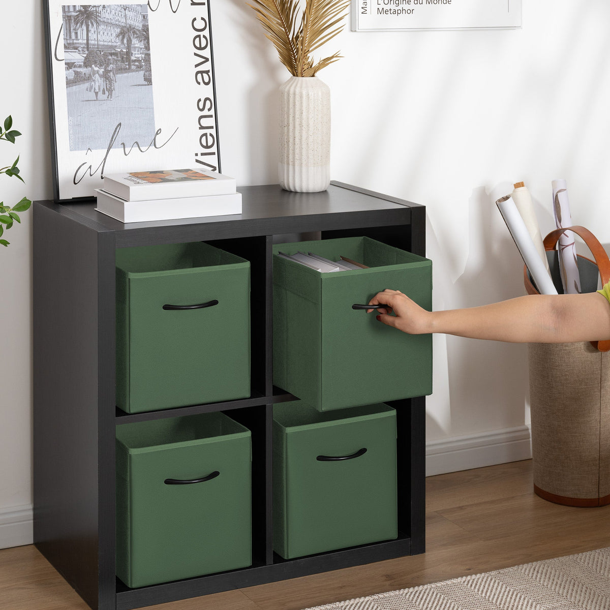 Storage Cube Bins with Handle, Set of 4