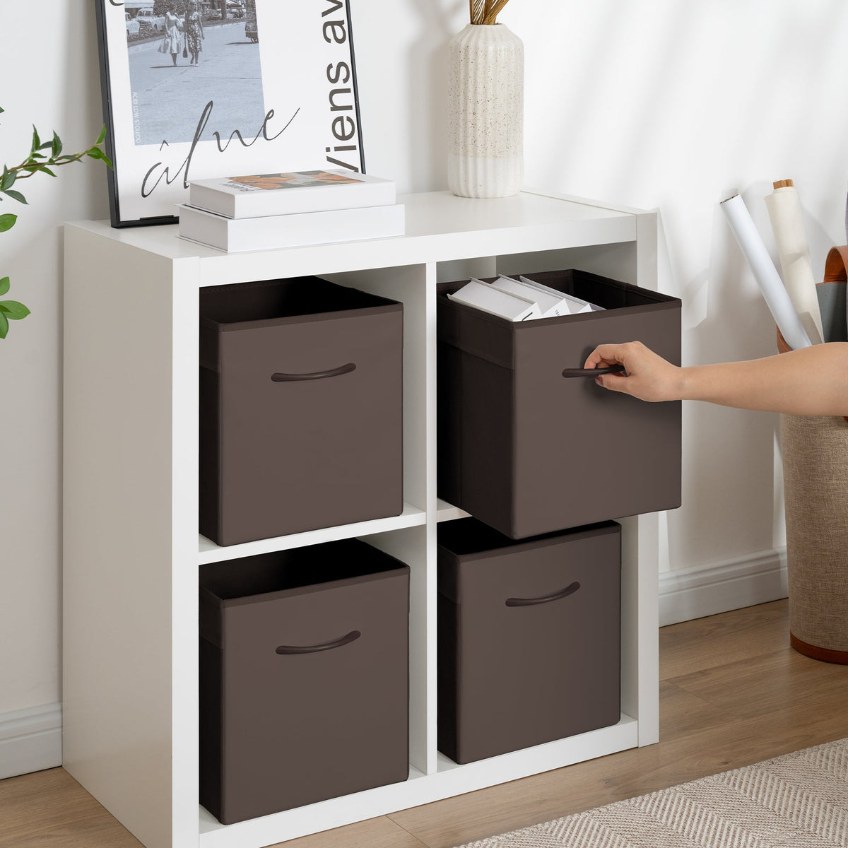 Storage Cube Bins with Handle, Set of 4