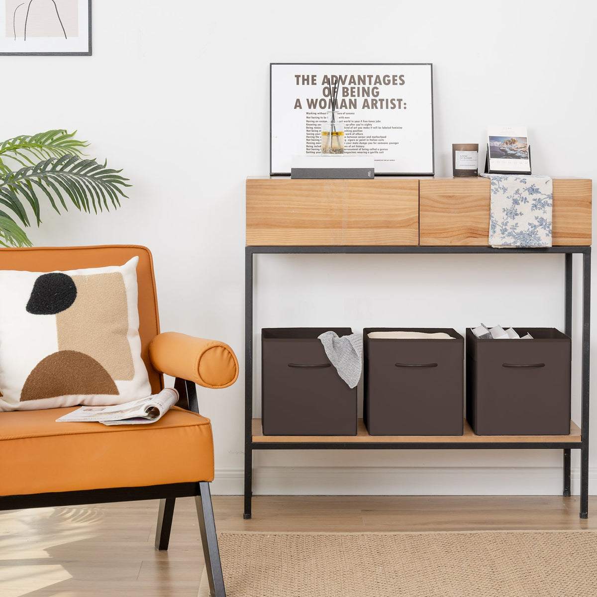 Storage Cube Bins with Handle, Set of 4