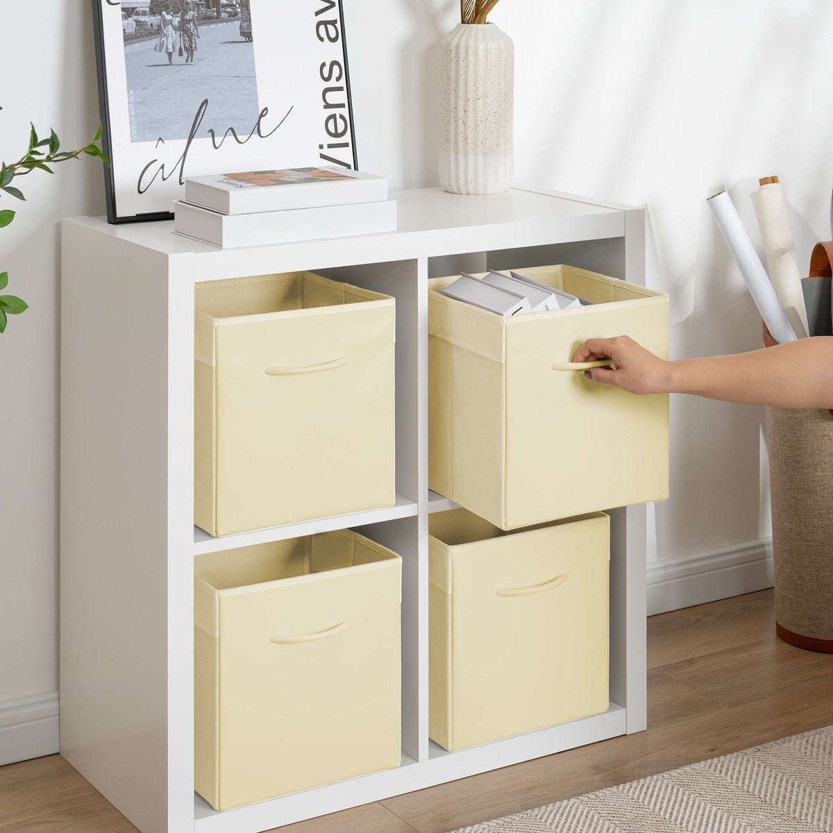 Storage Cube Bins with Handle, Set of 4