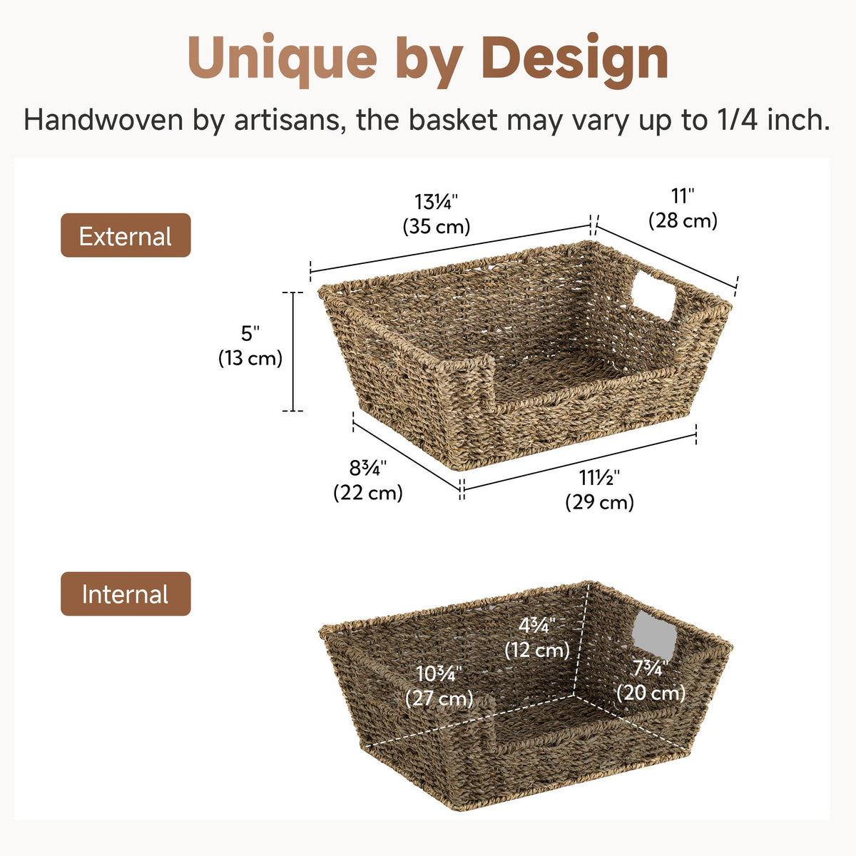 Handwoven Seagrass Pantry Baskets, Set of 2