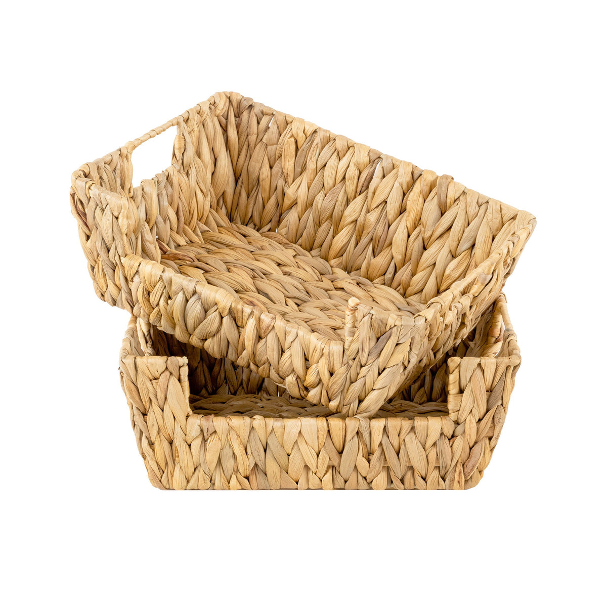 Handwoven Water Hyacinth Pantry Baskets for Storage, Set of 2