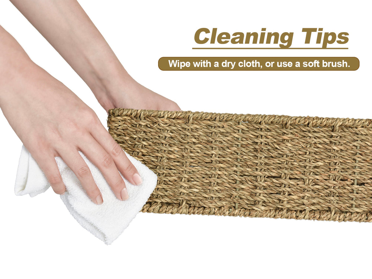 Rope Seagrass Toilet Basket Tank Topper, 3 Sections, 2 Pack