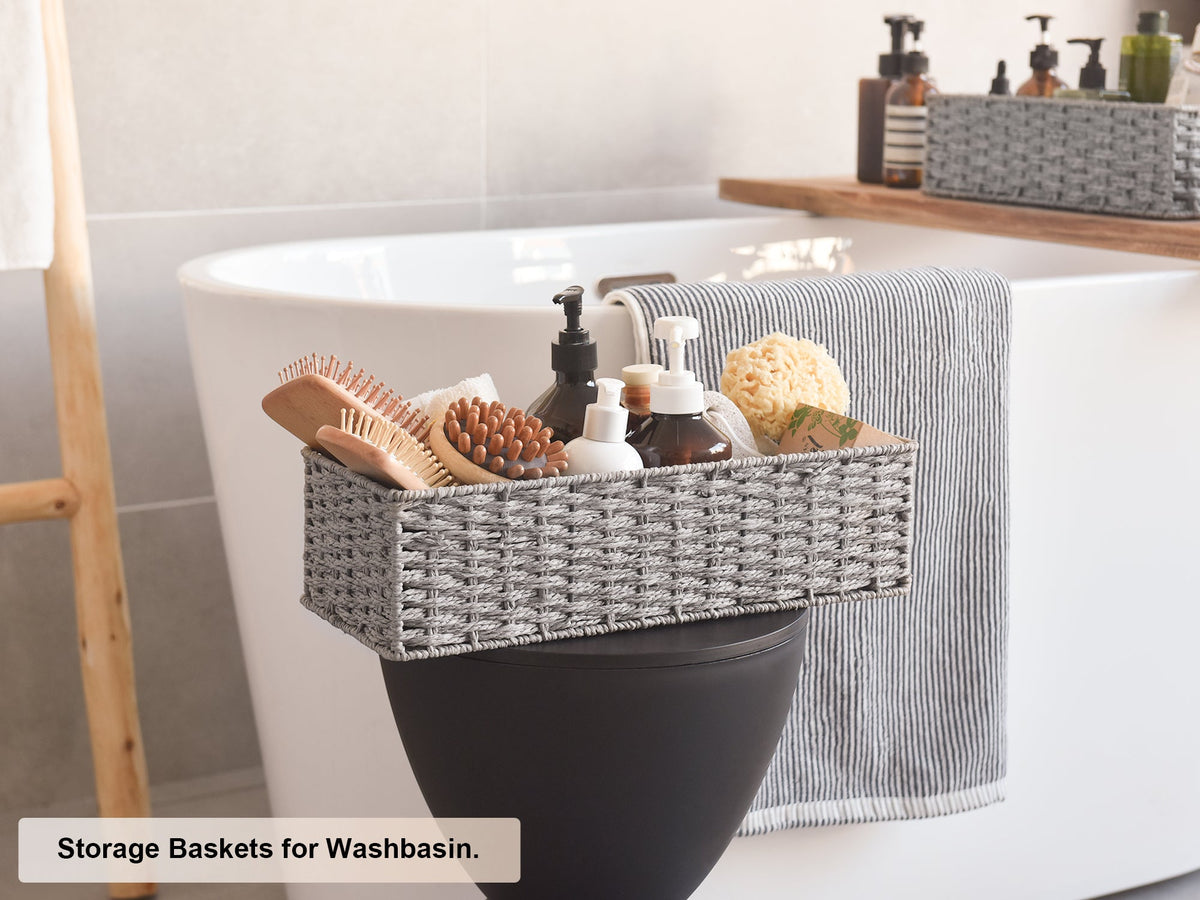 Paper Rope Toilet Paper Basket, Handwoven, Set of 2