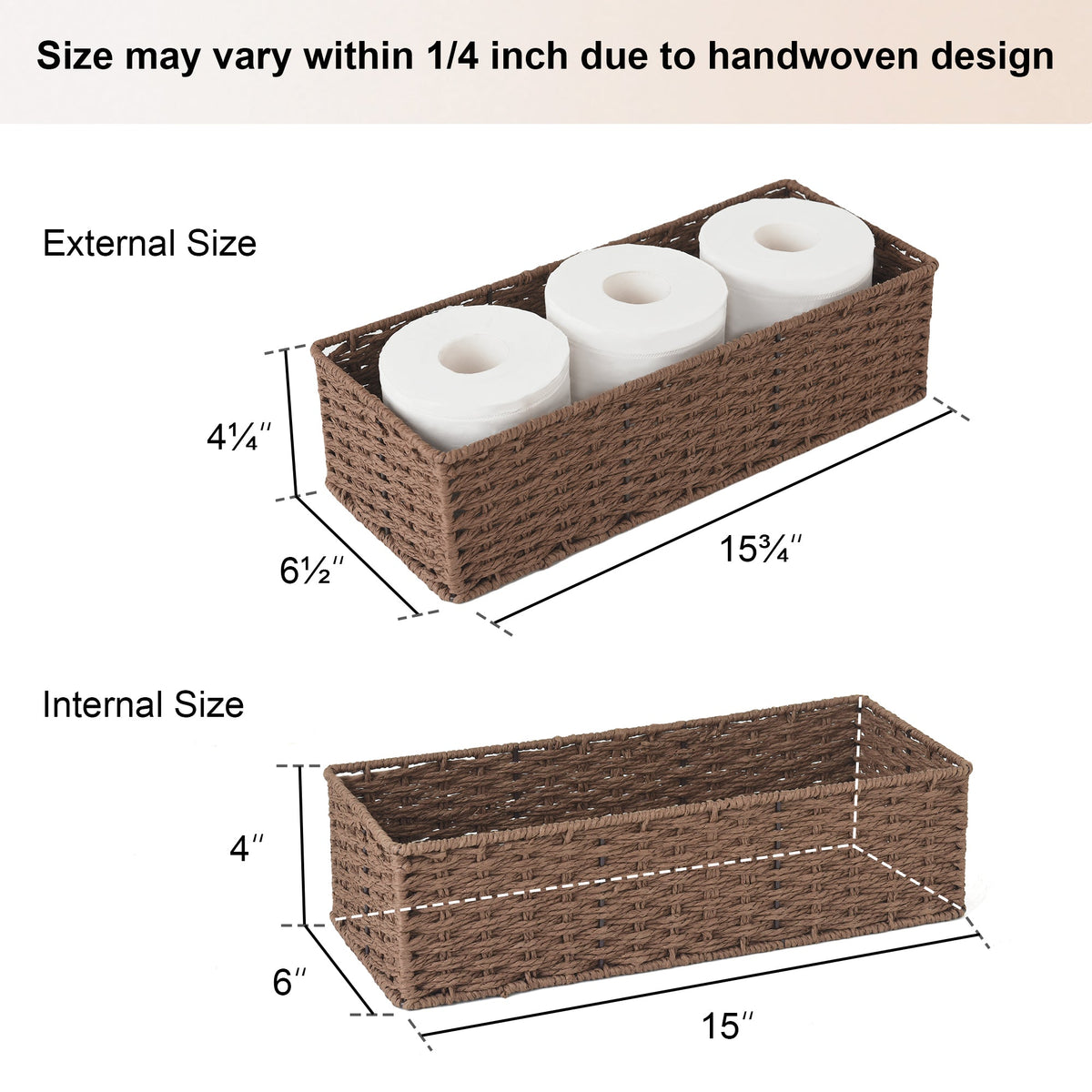 Paper Rope Toilet Paper Basket, Handwoven, Set of 2