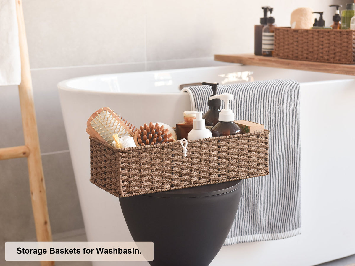 Paper Rope Toilet Paper Basket, Handwoven, Set of 2