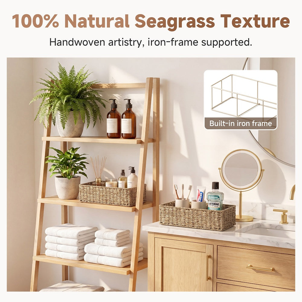 Seagrass Toilet Paper Basket, Handwoven, 2-Pack
