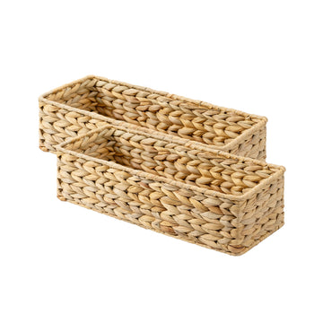 Water Hyacinth Toilet Paper Basket, Handwoven, Set of 2