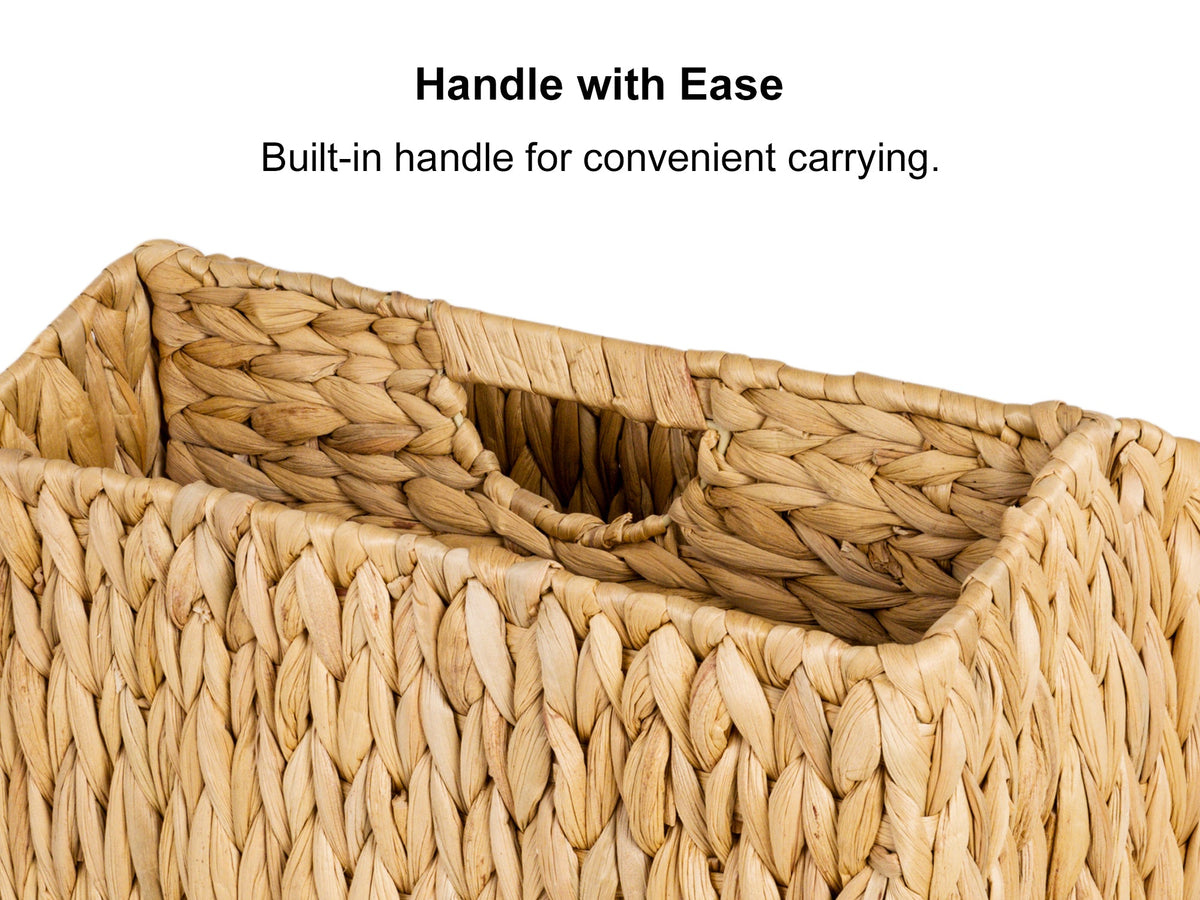Hand-Woven Divided Magazine Basket, Water Hyacinth