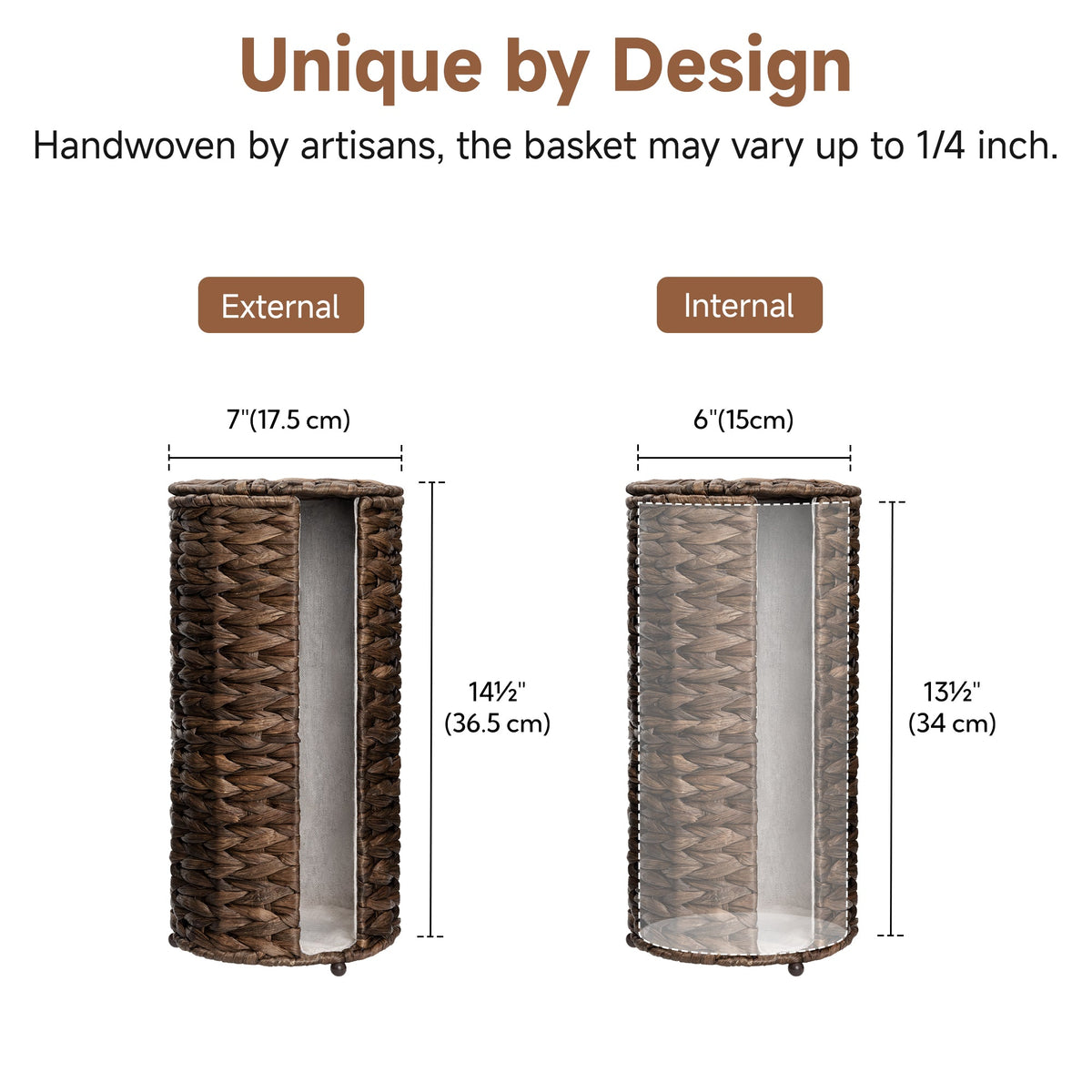 Freestanding Toilet Paper Holder Stand, Water Hyacinth, Fits 3 Rolls
