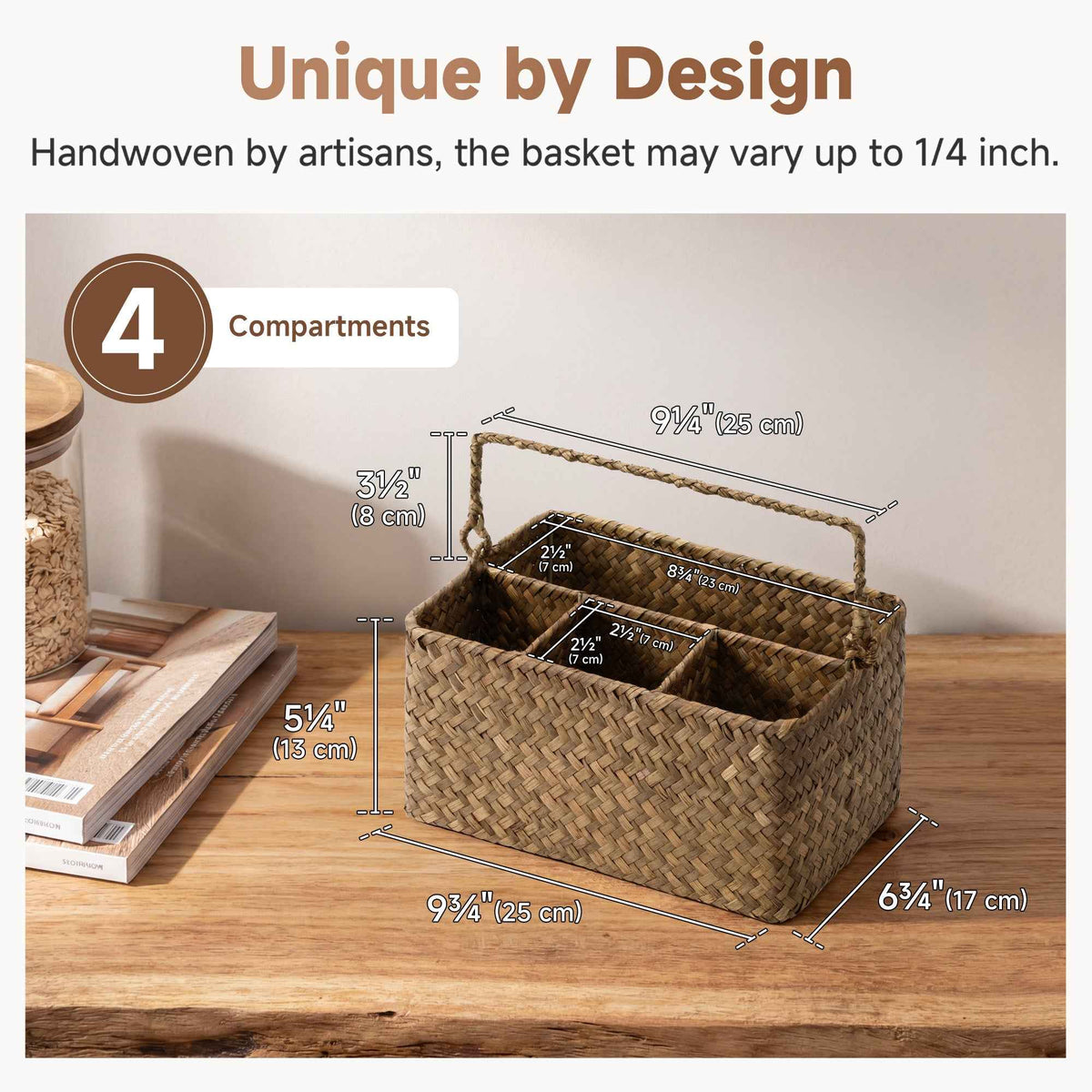Handwoven Flat Seagrass Silverware Organizer