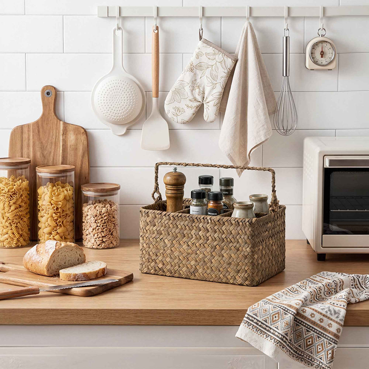 Handwoven Flat Seagrass Silverware Organizer