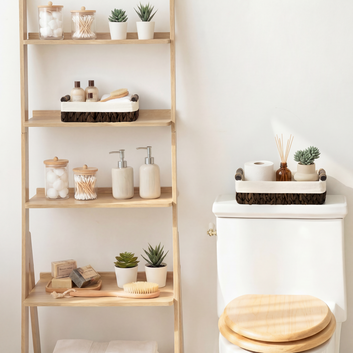 Small Water Hyacinth Baskets with Cotton Liner, Small + Medium Set