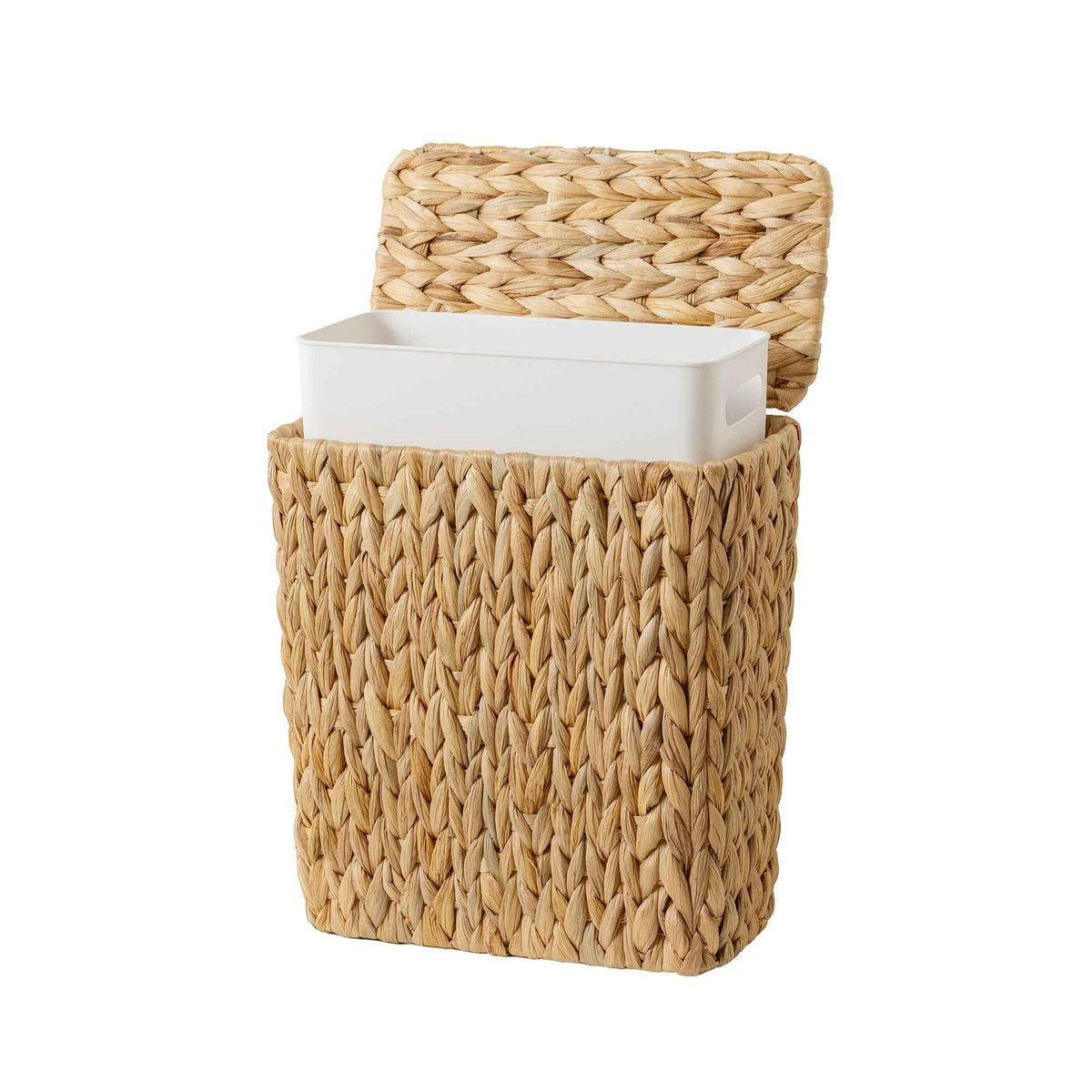 Small Bathroom Trash Can with Lid, Water Hyacinth