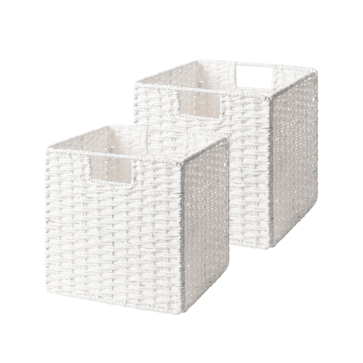 Paper Rope Wicker Storage Cube Baskets, Foldable