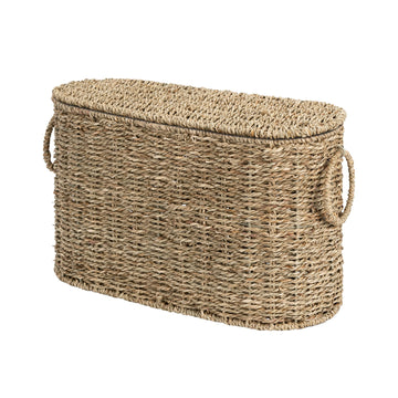Toilet Paper Storage with Lid for 6 Regular Rolls, Seagrass