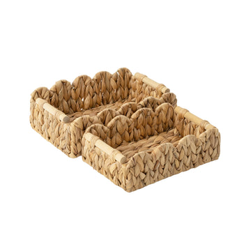 Water Hyacinth Toilet Paper Basket, Medium + Small Set