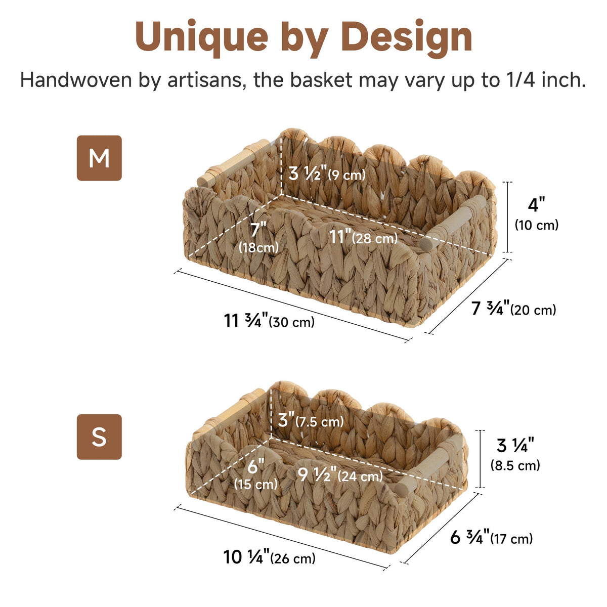 Water Hyacinth Toilet Paper Basket, Medium + Small Set