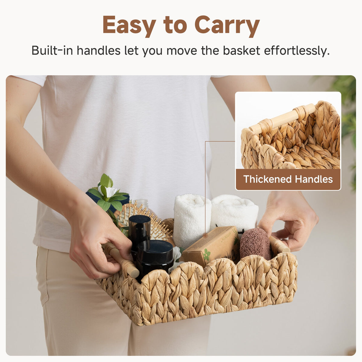 Water Hyacinth Toilet Paper Basket, Medium + Small Set