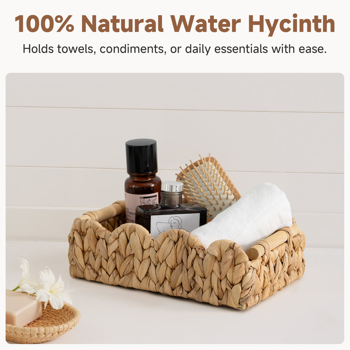 Water Hyacinth Toilet Paper Basket, Medium + Small Set