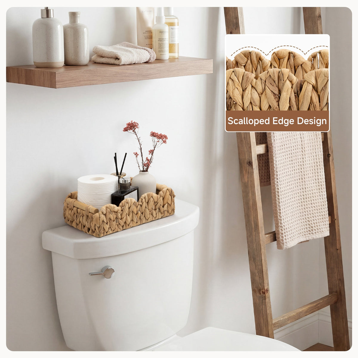Water Hyacinth Toilet Paper Basket, Medium + Small Set